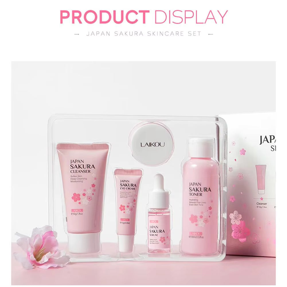 Sakura Skin Care Sets Face Cream Serum Toner Facial Cleanser Sunscreen Eye Cream Gift Box Face Skin Care Set Product